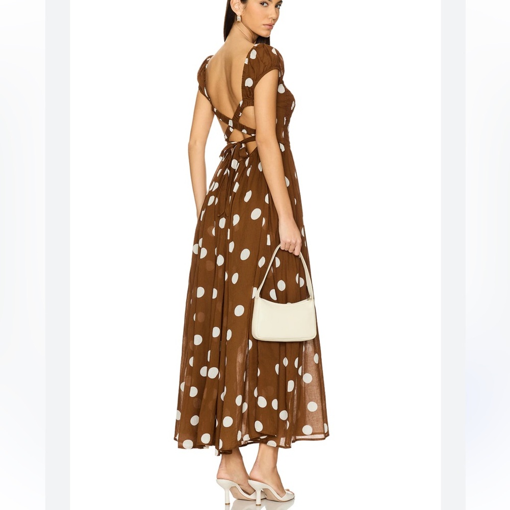 NWT Free People Ultraviolet Brown Polka Dot Maxi Dress